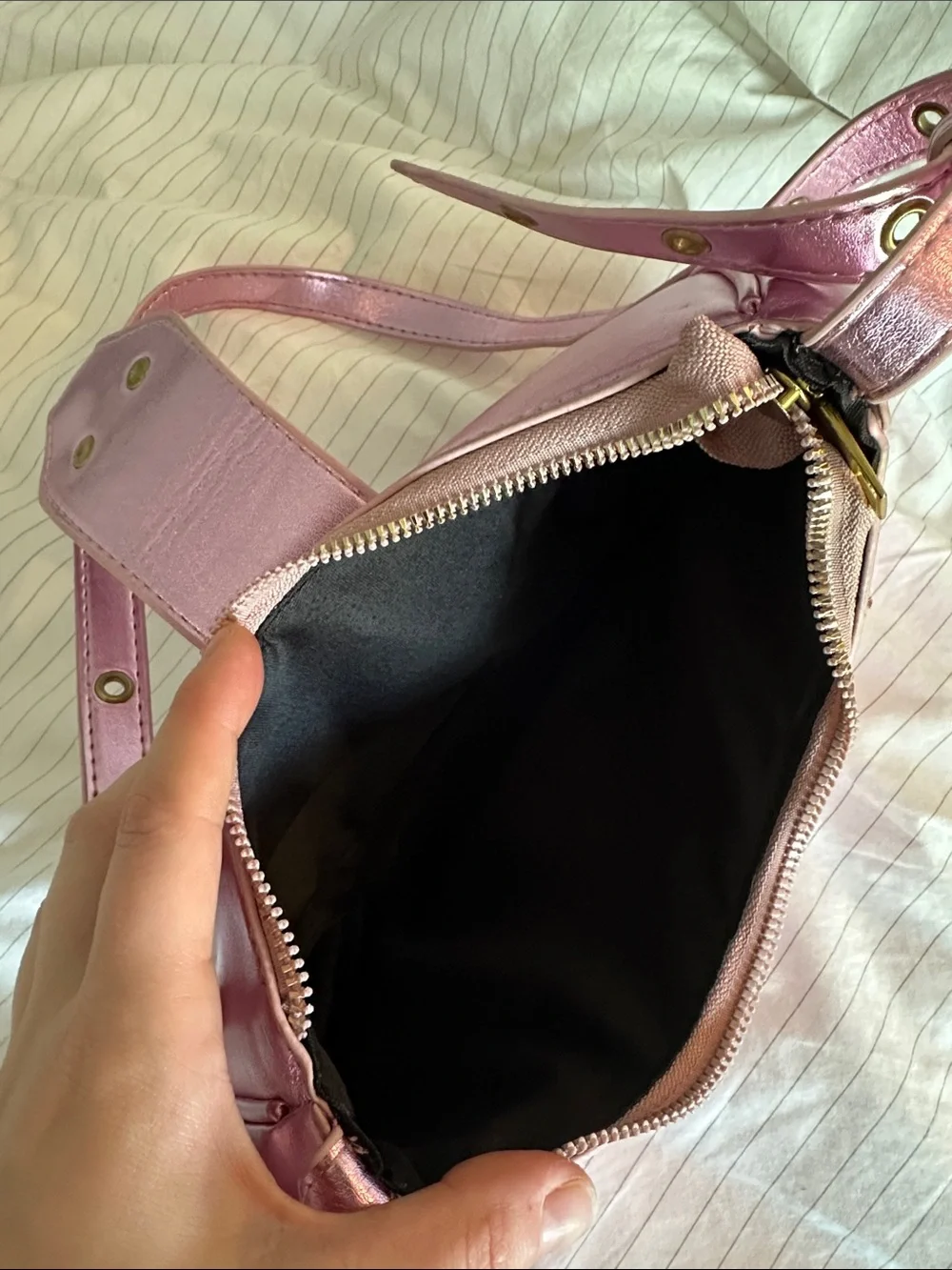 Y2K Pink Metallic Shoulder Bag